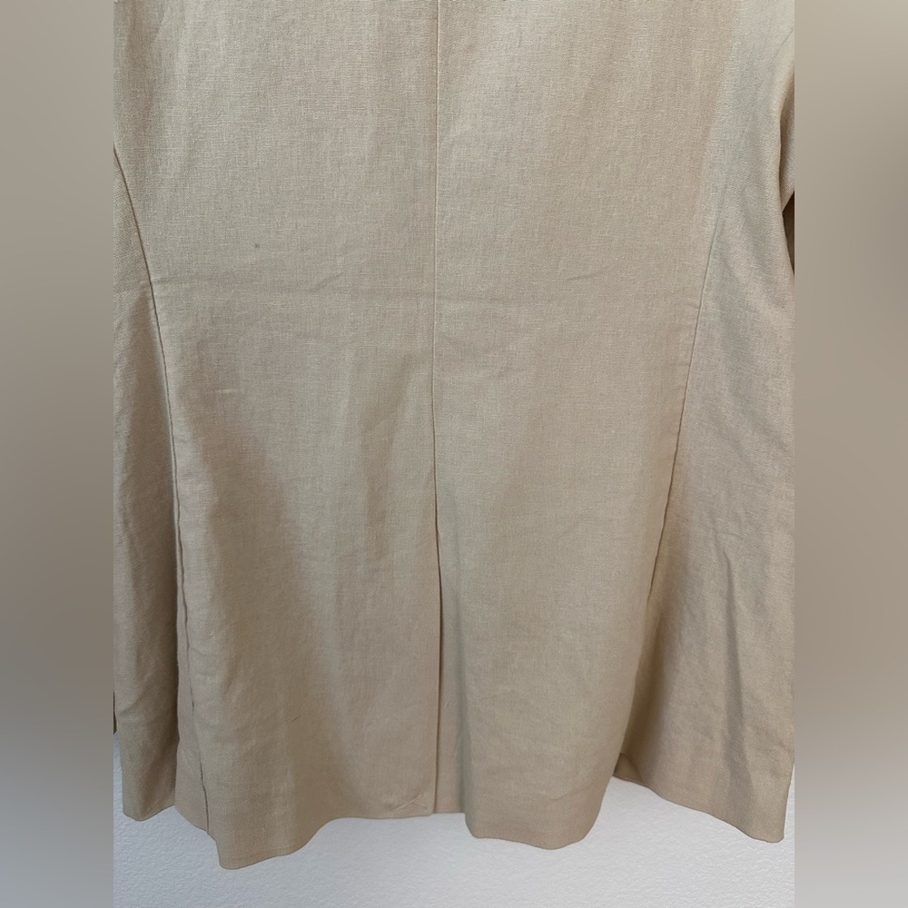 Scoop Size L Linen Blend Tan Boxy Fit Blazer - Picture 9 of 11